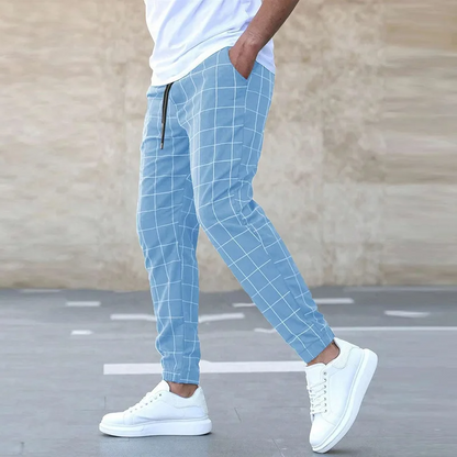 Leon – Pantalón slim con estampado de cuadros y cintura ajustable