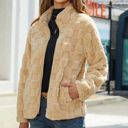 Renata - Chaqueta acolchada de peluche negra mujer