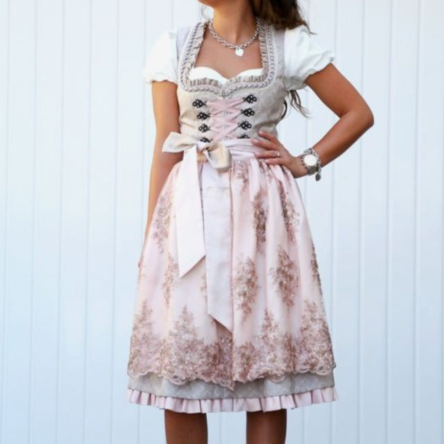 Sofía – Vestido tradicional Oktoberfest con encaje y lazo en la cintura