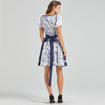 Annalisa – Vestido dirndl bordado con delantal azul marino
