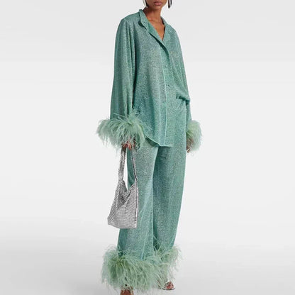 Ariana – Glamouröses Party-Set mit Feder-Details für Damen