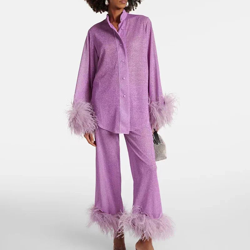 Ariana – Glamouröses Party-Set mit Feder-Details für Damen