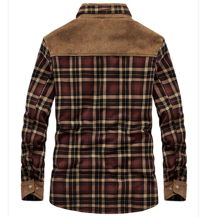Mateo - camisa  de invierno para hombre a cuadros cálida con forro de borrego