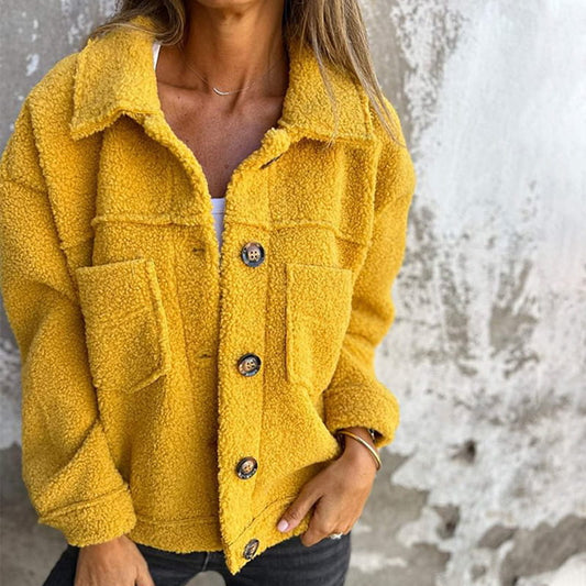 Irene - Chaqueta de mujer de borreguito con botones