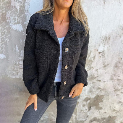 Irene - Chaqueta de mujer de borreguito con botones