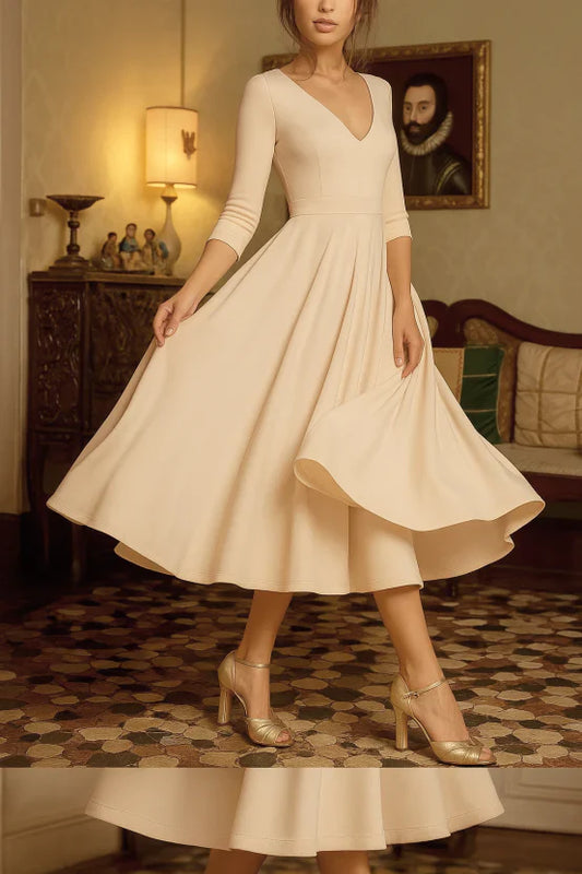 Amelia - Vestido Mujer Midi con Escote en V