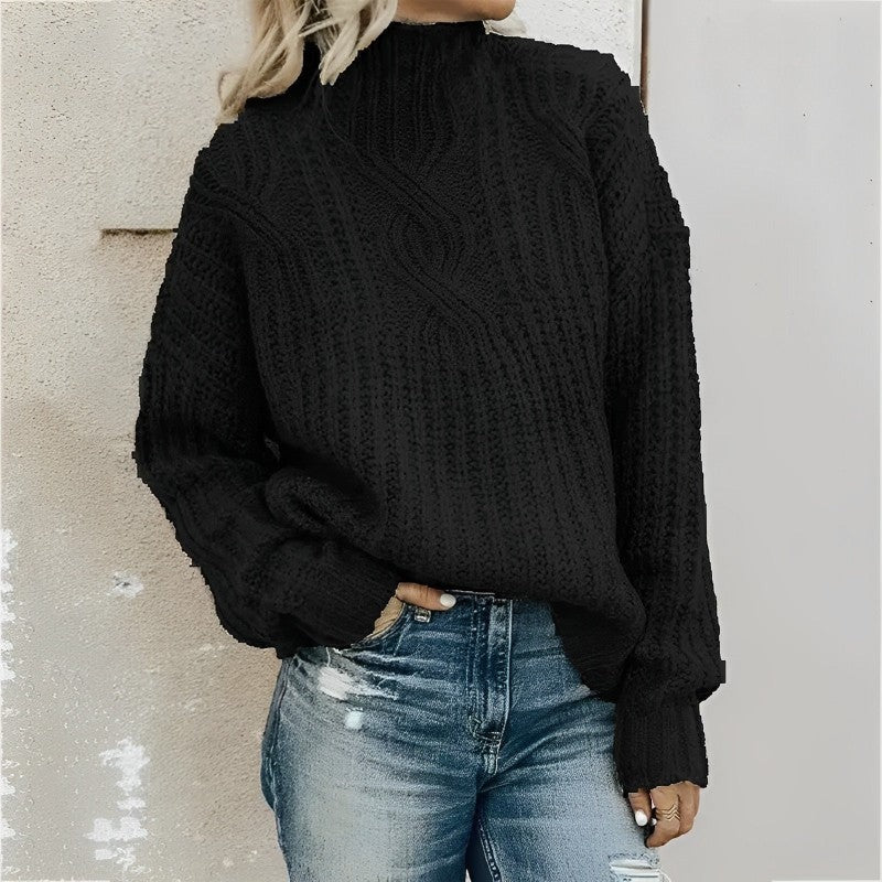Isabella – Suéter de punto grueso con cuello alto para mujer