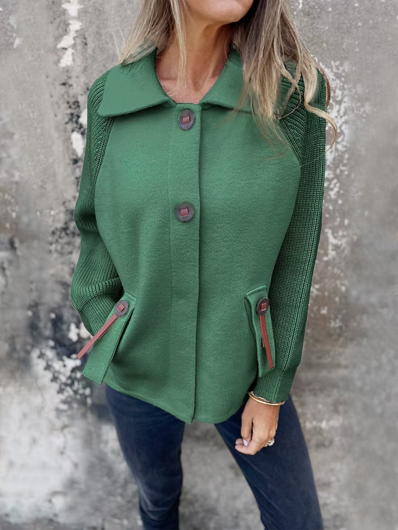 Lucia - Chaqueta algodón de punto con botones y bolsillos mujer