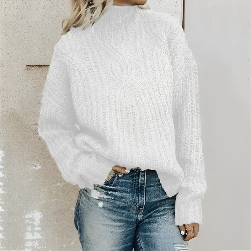 Isabella – Suéter de punto grueso con cuello alto para mujer
