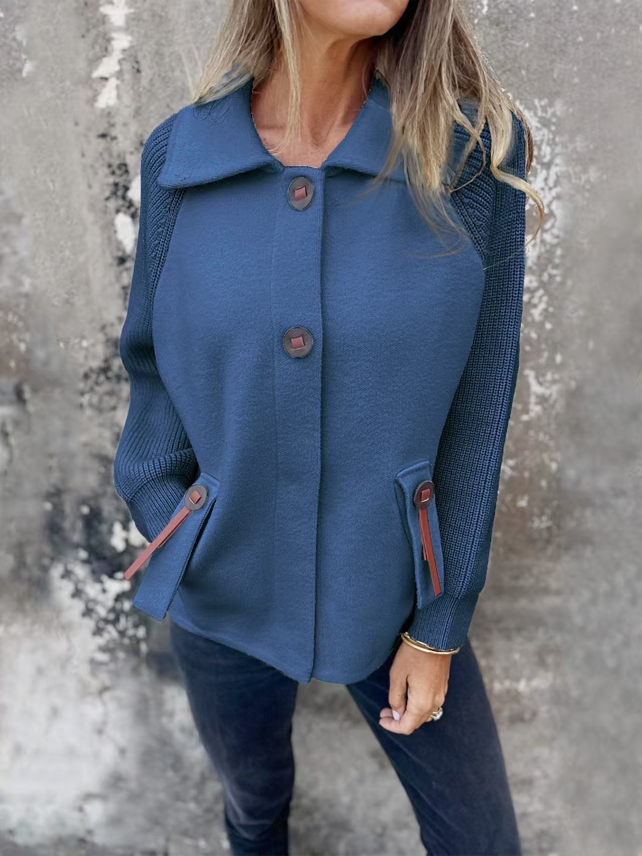 Lucia - Chaqueta algodón de punto con botones y bolsillos mujer