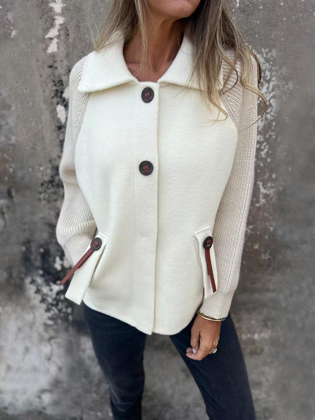 Lucia - Chaqueta algodón de punto con botones y bolsillos mujer