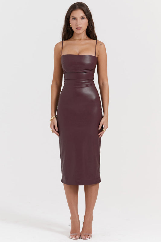 Ariana – Vestido midi ajustado de tirantes para mujer
