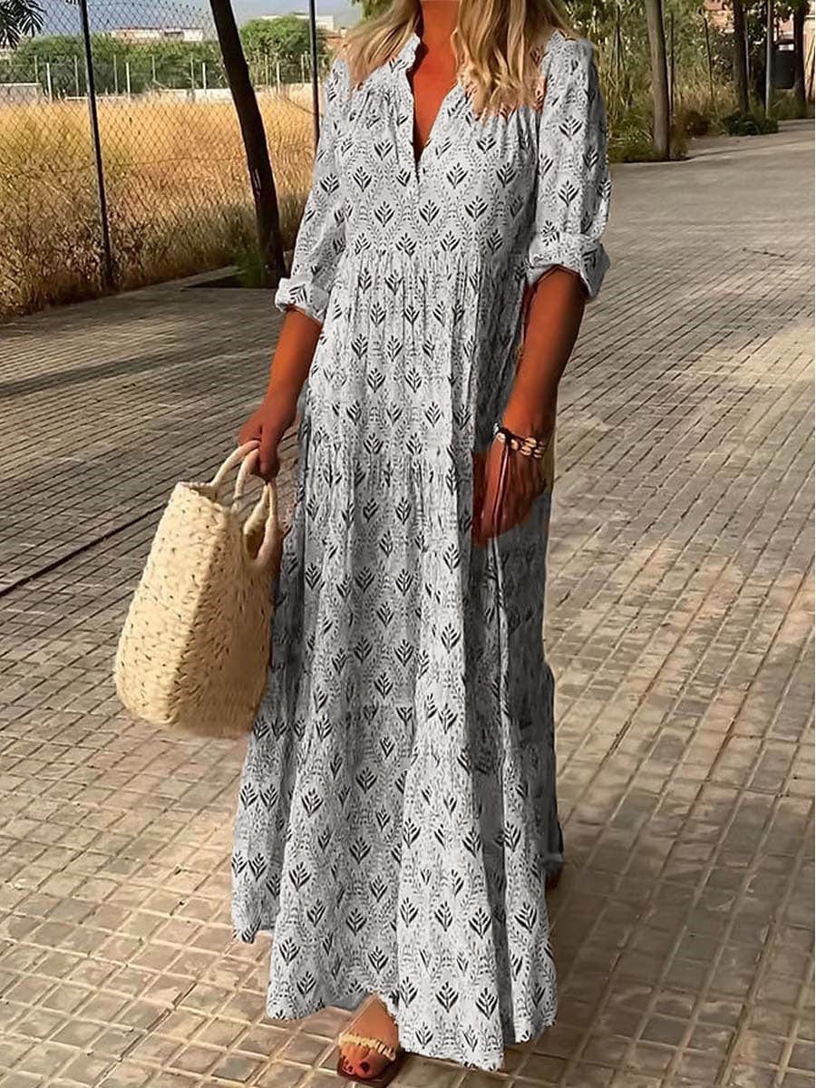 Amira – Vestido largo bohemio con estampado delicado