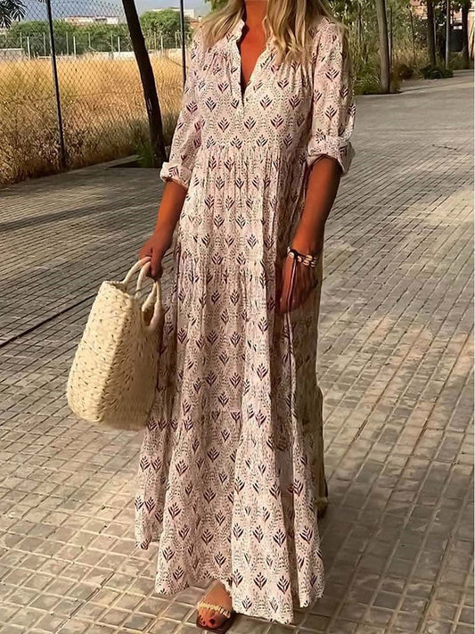 Amira – Vestido largo bohemio con estampado delicado