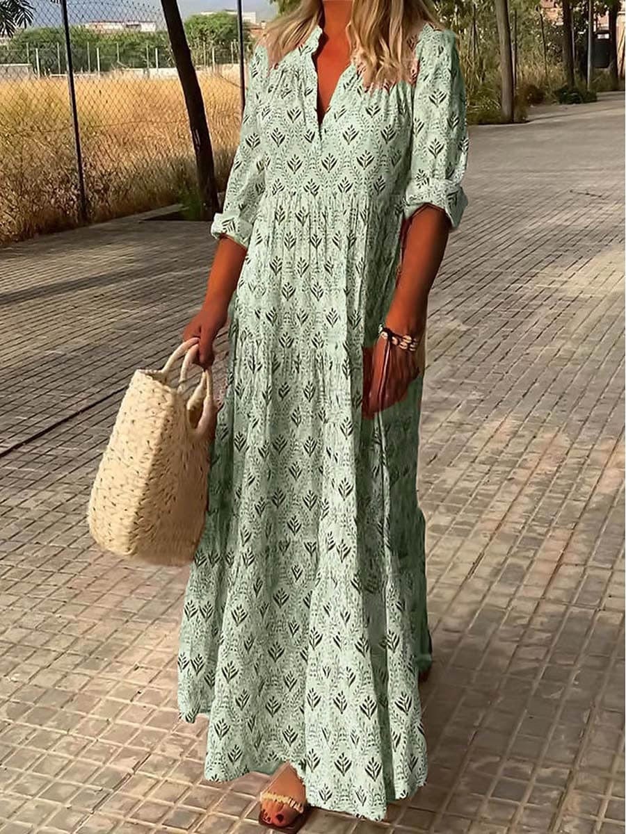 Amira – Vestido largo bohemio con estampado delicado