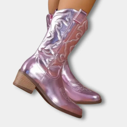 Lynn – Botas cowboy metálicas en rosa brillante