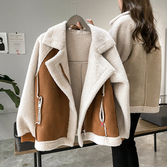 Olivia - Chaqueta corta de borreguito mujer con cremallera