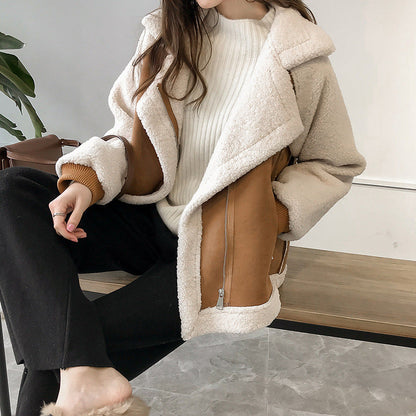 Olivia - Chaqueta corta de borreguito mujer con cremallera