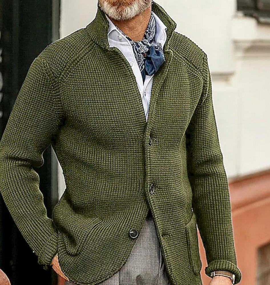 Javier – Cárdigan de Punto con Refuerzos en Hombros para Hombre