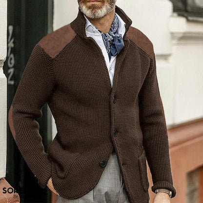 Javier – Cárdigan de Punto con Refuerzos en Hombros para Hombre
