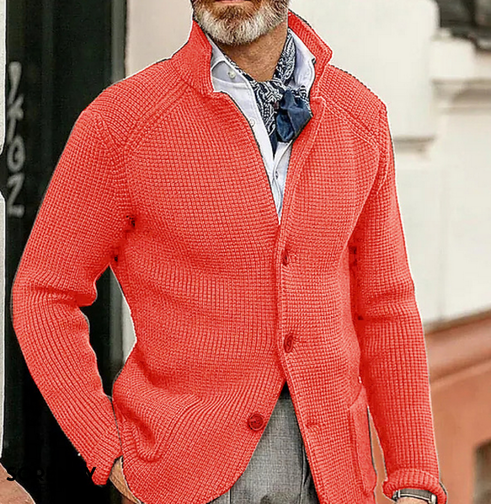 Javier – Cárdigan de Punto con Refuerzos en Hombros para Hombre