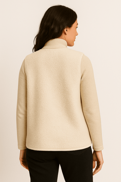 Lina – Chaleco Teddy Marrón de Invierno con Bolsillos