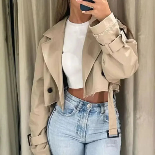 Valeria - Chaqueta  algodón  corta estilo trench para mujer