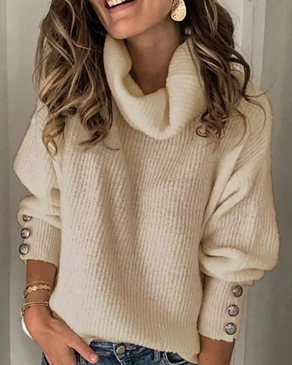 Sofía - suéter cachemira cuello alto para mujer suéter de punto grueso invierno
