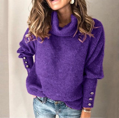 Sofía - suéter cachemira cuello alto para mujer suéter de punto grueso invierno