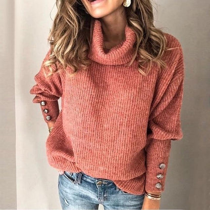 Sofía - suéter cachemira cuello alto para mujer suéter de punto grueso invierno
