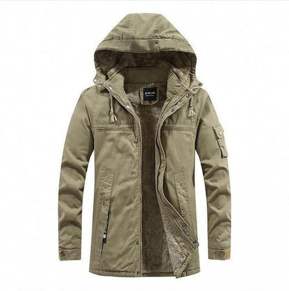 Ismael - chaqueta algodón de invierno para hombre con capucha y forro de felpa