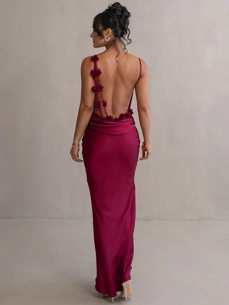 Renata - Vestido largo de fiesta espalda descubierta mujer