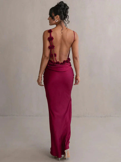 Renata - Vestido largo de fiesta espalda descubierta mujer
