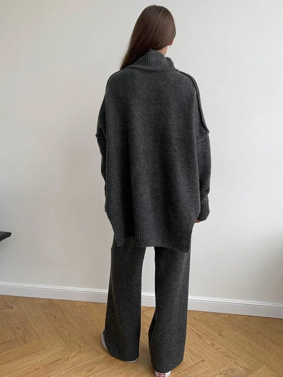 Elisa - Conjunto Mujer De Punto Con Jersey Oversize Y Pantalón Ancho