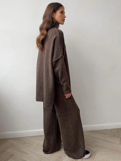 Elisa - Conjunto Mujer De Punto Con Jersey Oversize Y Pantalón Ancho